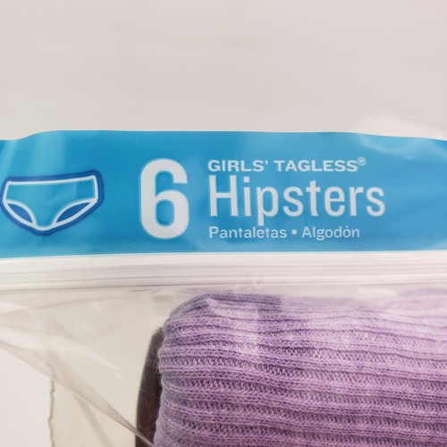 Hanes Girls Size 14 Pink Purple Multi Ribbed Cotton Hipsters Underwear 6 Pack - 第 2/5 張圖片