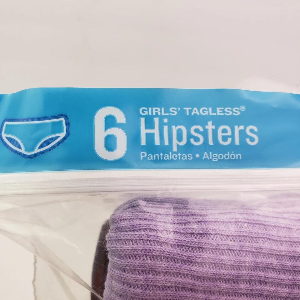 Hanes Niñas Talla 14 Rosa Púrpura Multi Acanalado Algodón Sin Etiquetas Hipsters Ropa Interior Paquete de 6 Foto 2 de 4
