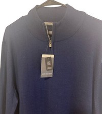 NWT Van Heusen Sweater Men's XL Blue Knitted 1/4 Zip Long Sleeve Mock Neck
