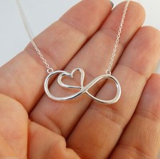 Infinity Sign with Heart Necklace - 925 Sterling Silver - Forever Love Gift