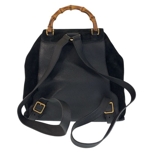 Gucci Bamboo Black Gold Hardware Suede Leather Backpack Women's Used JAPAN Black - Picture 2 of 12