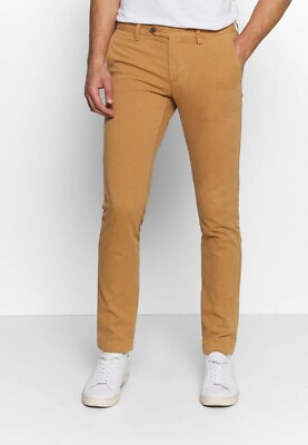 Gant schmale Passform Struktur Chinos trockener Sand brandneu mit Etikett W29 L34