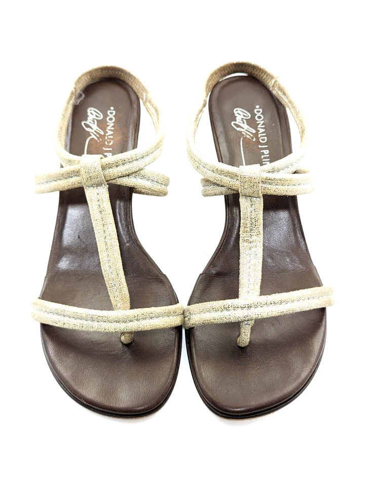 Donald J Pliner Womens Brown Beige Slingback Sandals Size 6 M Medium Leather - Image 4 of 4