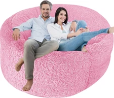 Fluffy Bean Bag Chair Cover for Adults Teens or Kids, Xl Faux Fur Stuffed Animal