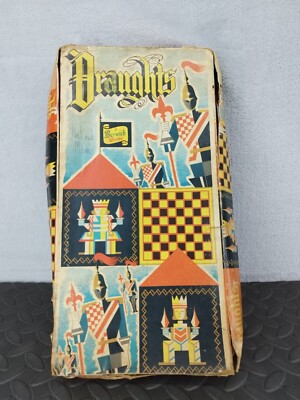 Vintage 1970s Draughts Board Game Berwick Complete Set Retro Box Art Classic Toy