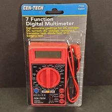 Cen-Tech 7 Function Digital Multimeter M# 90899 Battery Tester Voltage SEALED