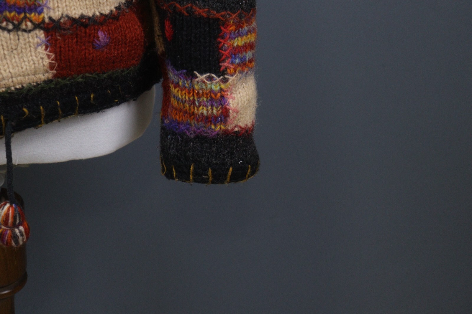 PACHAMAMA Multicolor 100% Wool Patchwork Hooded Z… - image 4