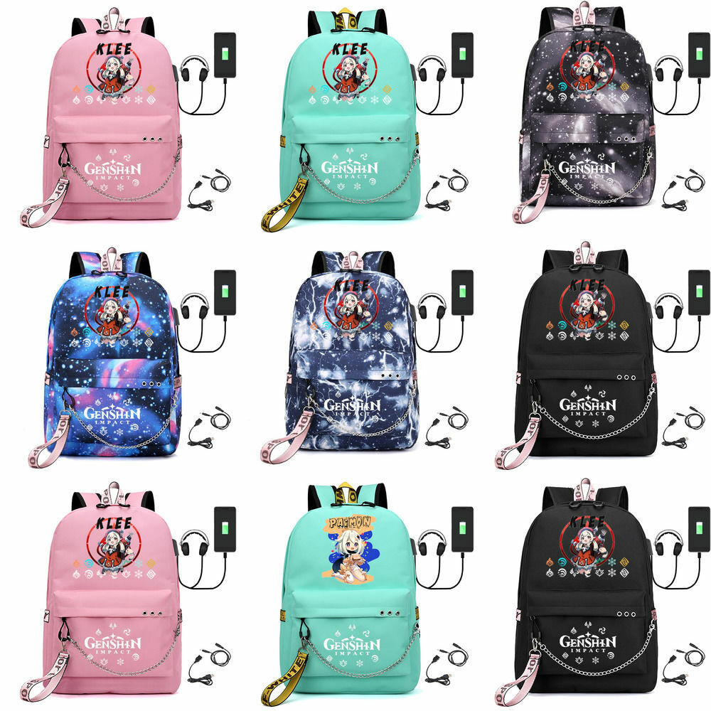 Genshin Impact Anime Backpack Bookbag for Boys Girls Travel