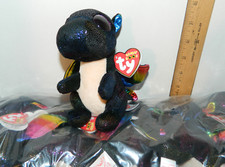 NWT TY beanie Boo Boos ANORA the Black Dragon reg 6" SZ Glitter Rainbow Sparkle