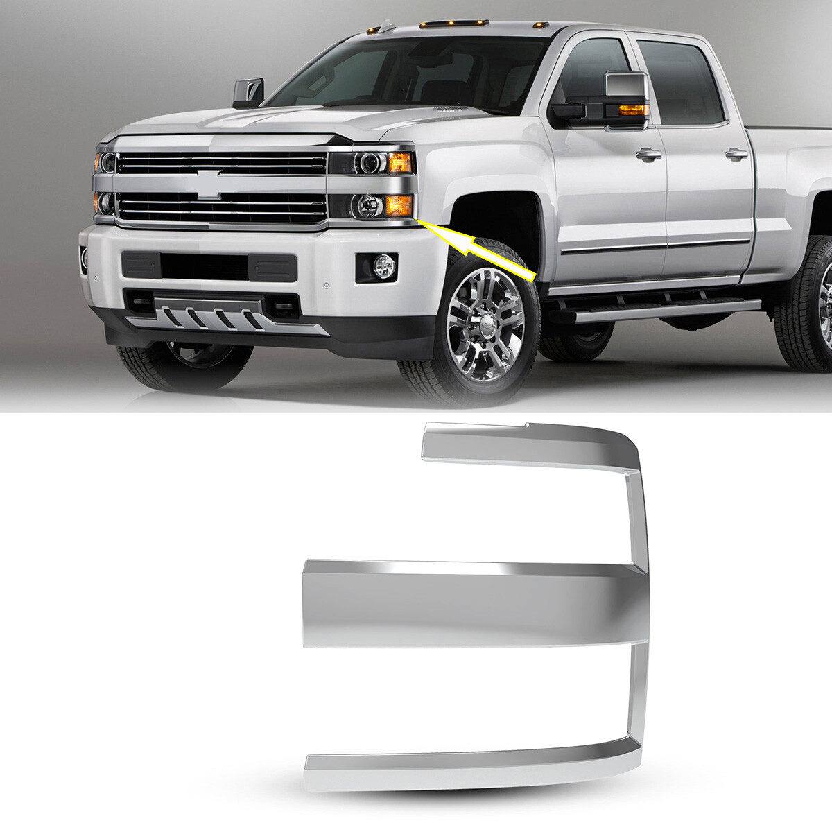 New Chrome Headlight Trim Bezel Left For 2015-2019 Chevy Silverado