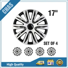 17" Set of 4 Black & Silver Wheel Covers Hub Caps Full Rim Skins For R17 Tires