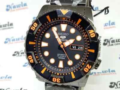 Brand New Seiko 5 Automatic SNZJ21K1 SNZJ21 Black Orange Diver