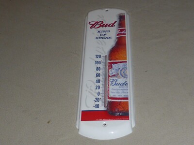 VINTAGE BUD KING OF BEERS FROSTY BOTTLE WALL THERMOMETER BUDWEISER 2001 BUSCH   