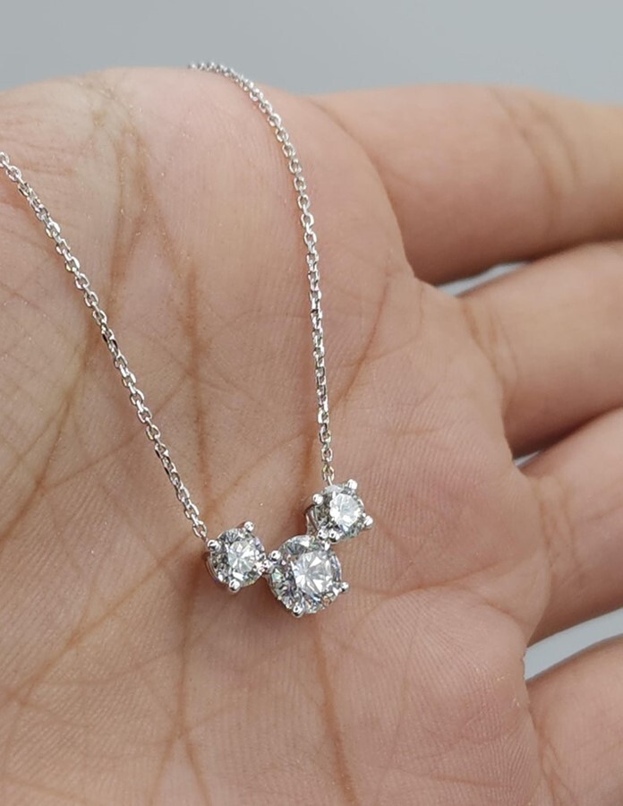 14Kt Gold Ct Lab Grown Diamond Stone Diamond Pendant Necklace