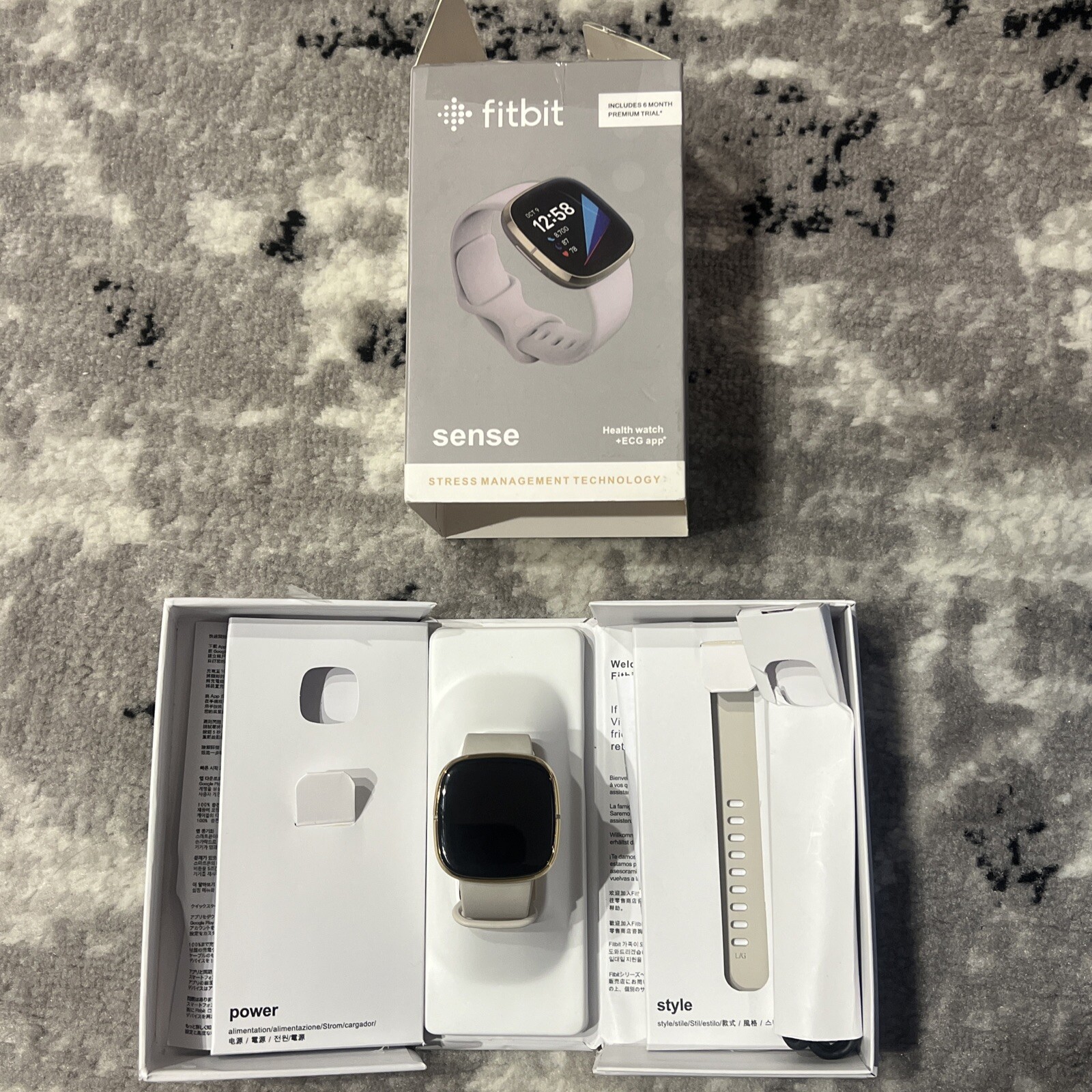 Fitbit Sense Health Smart Watch Soft Gold Stainless Steel Case FB512 Open box-image
