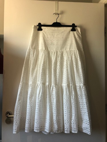 ZARA £59.99 White Broderie Anglaise Maxi Midi Prairie Layered Skirt XL UK 14-16 - Picture 19 of 24