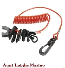 SeaChoice Emergency Safety Kill Switch 50" Coiled Tether Lanyard & 7 Keys 11671