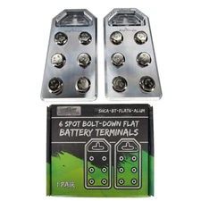 Sky High Car Audio Flat 6 Spot Aluminum Battery Terminals Bolt Down