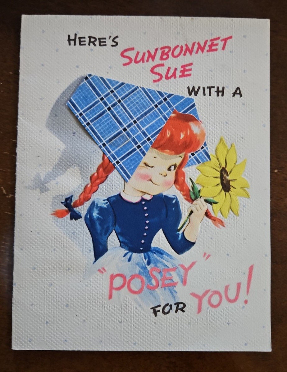 Vintage An Artistic card, Sunbonnet Sue Get Well greeting card