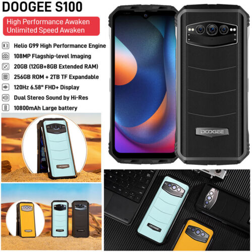 DOOGEE S100 4G LTE Rugged Phone 10800mAh Outdoor Android Mobile 256GB Unlocked - Picture 1 of 15