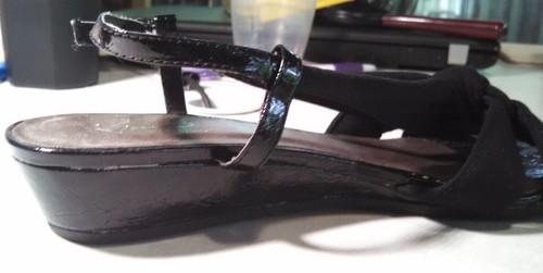 Kim Rogers Black Dress Remy Low Heel Shoes Classy Slingback Open Toe Foot 6.5 M - Picture 10 of 11