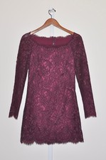 Dolce & Gabbana Womens Floral Lace Burgundy Long Sleeve Dress Size 40 MSRP $1499