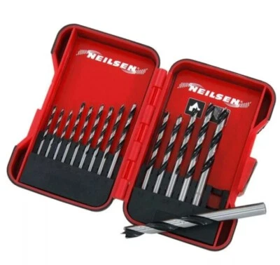 NEILSEN 15pc Wood Working Dowel Drill Bits 3 3.5 4 4.5 5 5.5 6 6.5 7/8/10mm - CT5506
