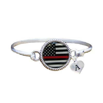 Custom Firefighter Appreciation Thin Red Line Bracelet Jewelry Choose Initial