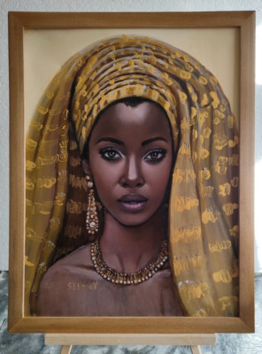African American Young Woman Original Oil Paintings Black girl Art hand painted