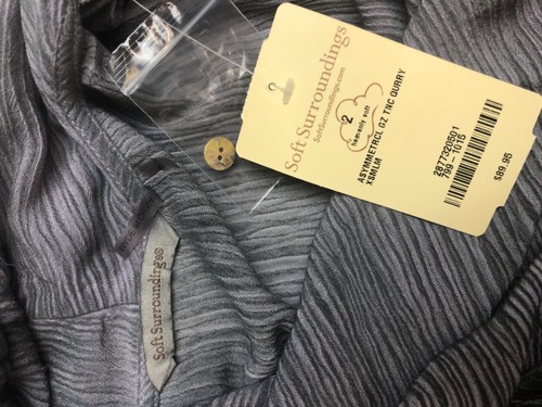 Soft Surroundings Asymmetrical Crinkle Gauze Tunic Shirt Top Black Gray XS S - Picture 4 of 5