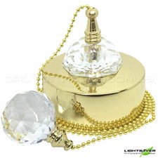 Bathroom Pull Cord Light Pull Switch Brass Crystal Pull Chain Ceiling Switch NEW