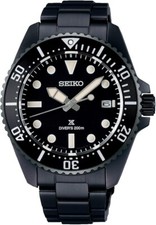 SEIKO SBDJ065 PROSPEX Stainless Steel Solar Diver Scuba Watch All Black 41mm NEW
