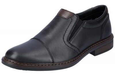 Rieker Herren Leder Slipper Schwarz Schuhe 17659-00