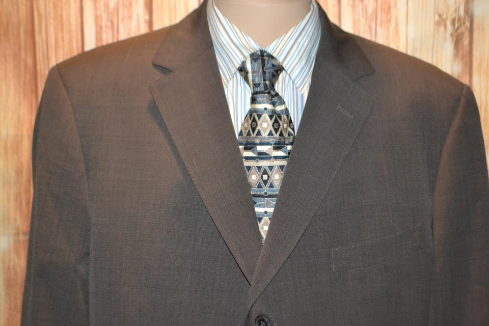 Hugo Boss Men Brown Wool 3 Front Button Sports Coat Sz 48R - Image 3 of 4