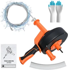 Drain Auger, 25Ft 35Ft 50Ft Drain Snake with Drill Adapter, Plumbing Snake Clog