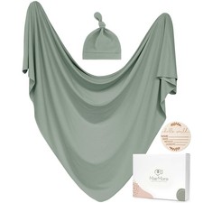 Baby Swaddle Receiving Blankets with Matching Beanie Set Newborn Nursery Swad...
