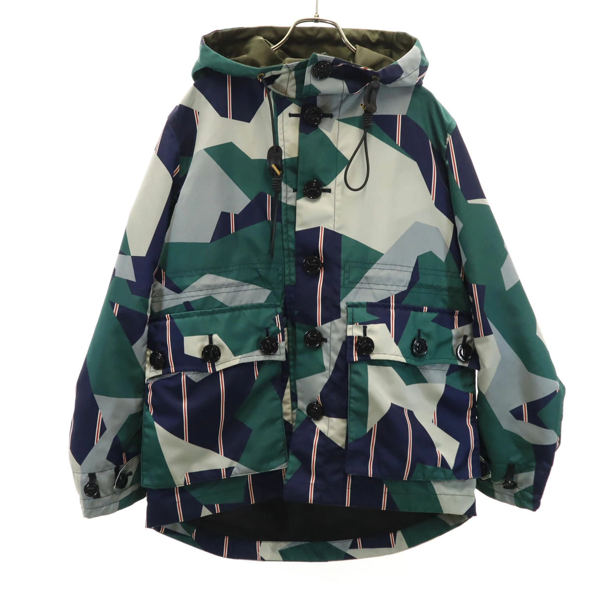 Black Label Crestbridge Geometric Pattern Mountain Parka M Navy Jacket Men'S Pd