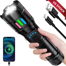 350000000 Lumen Super Bright LED Tactical Flashlight Rechargeable LED Work Light