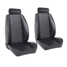 TMI Black Classic So-Cal Front Bucket Seat Pair With Bolsters & Mini Headrests