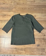 Men's Olive Green Henley Sweater - Comfortable  Stylish Thermal Medium Henley