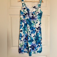 Floral Blue and Green Women's Dress, Chaps, size 12, excellent condition