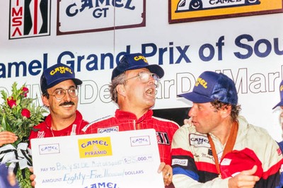 Bobby Rahal and Jochen Mass on the podium during the Del Mar 2 Hou- Old Photo