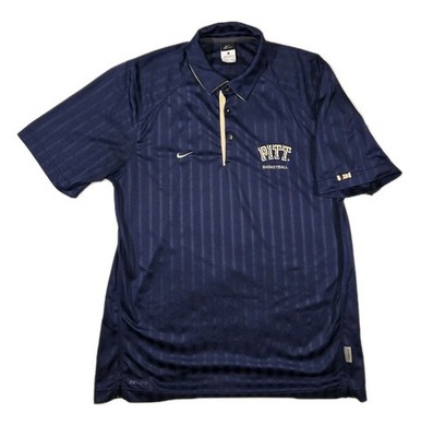 Mens Nike DriFit Pittsburgh Panthers Basketball Polo Shirt Striped Blue Large 