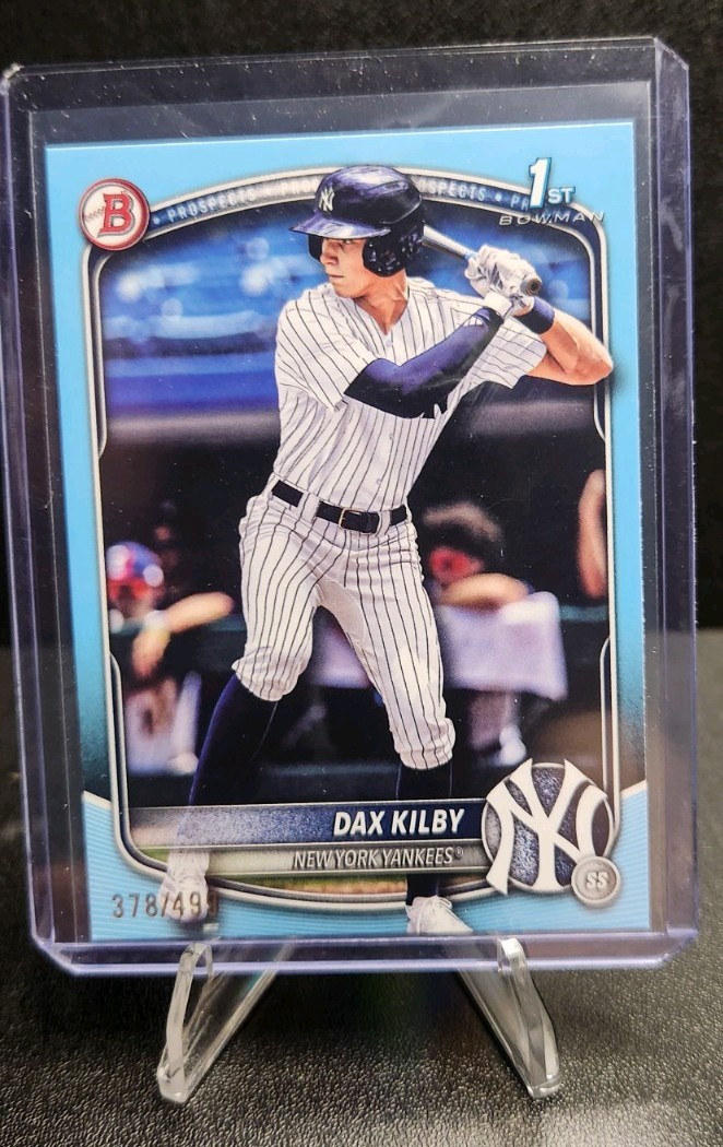 DAX KILBY 2025 BOWMAN DRAFT 1ST SKY BLUE BORDER PAPER YANKEES A /499 Q3646
