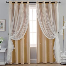 Anytime Girls Bedroom Curtains Hollow-Star Blackout Curtains for Kids Room Da...