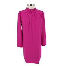J.CREW Shift Dress Magenta Pink Long Sleeve Ruffle Neck Zip Back NWT Womens 6