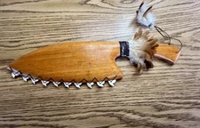 Hawaiian Style Tribal Albezia Wood Replica War Club Weapon with Shark Teeth 16”