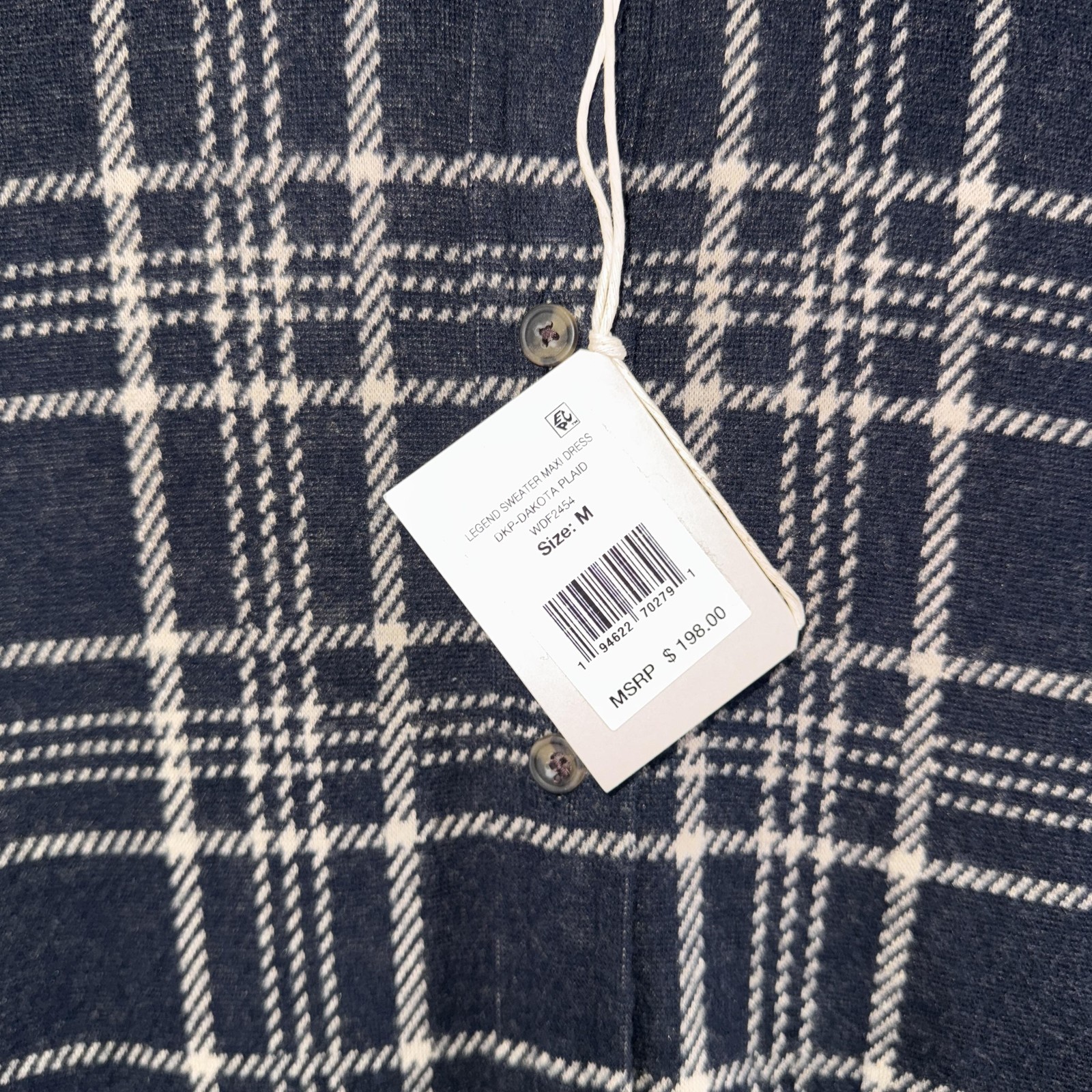 Faherty Dress Womens Medium Navy Plaid Legend Sweater Shirt Dress Button Front image 4