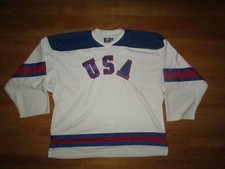 Team USA 1980 Replica  Olympics Hockey OT jersey Made in USA Fight Strap Sz 58