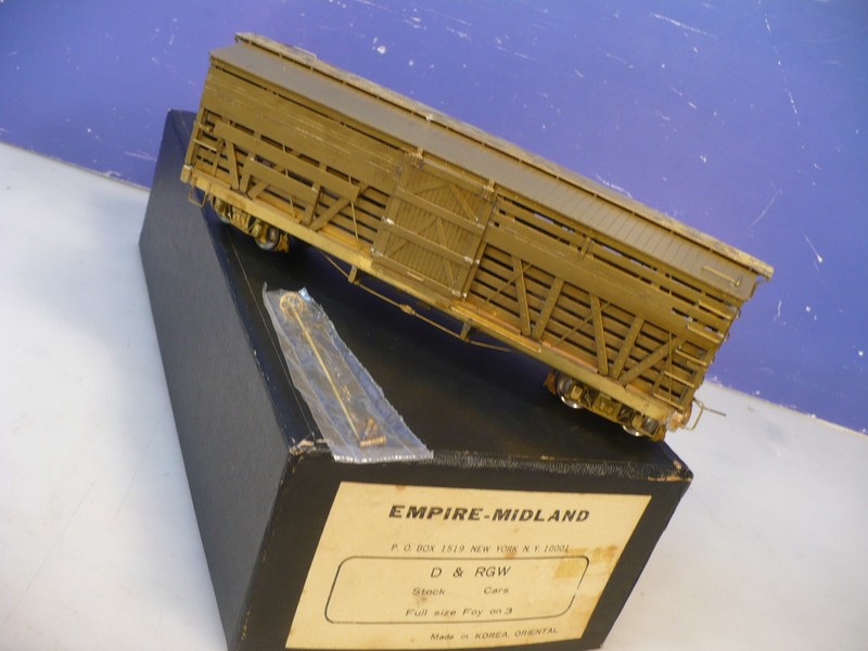 BRASS ON3 Empire Midland Rio Grande Stock Car U/P   NO RESERVE